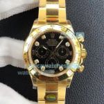 NOOB Factory Rolex Cosmograph Daytona Black Dial Yellow Gold Case Watch 40MM
